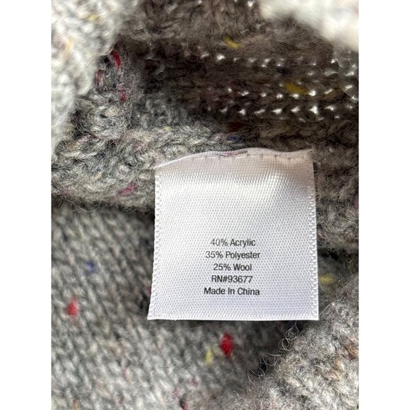 ANA A New Approach Cable Knit Sweater Gray Multicolor Flecks Size M Wool Blend - Picture 7 of 8